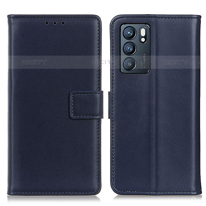 Custodia Portafoglio In Pelle Cover con Supporto A08D per Oppo Reno6 5G Blu