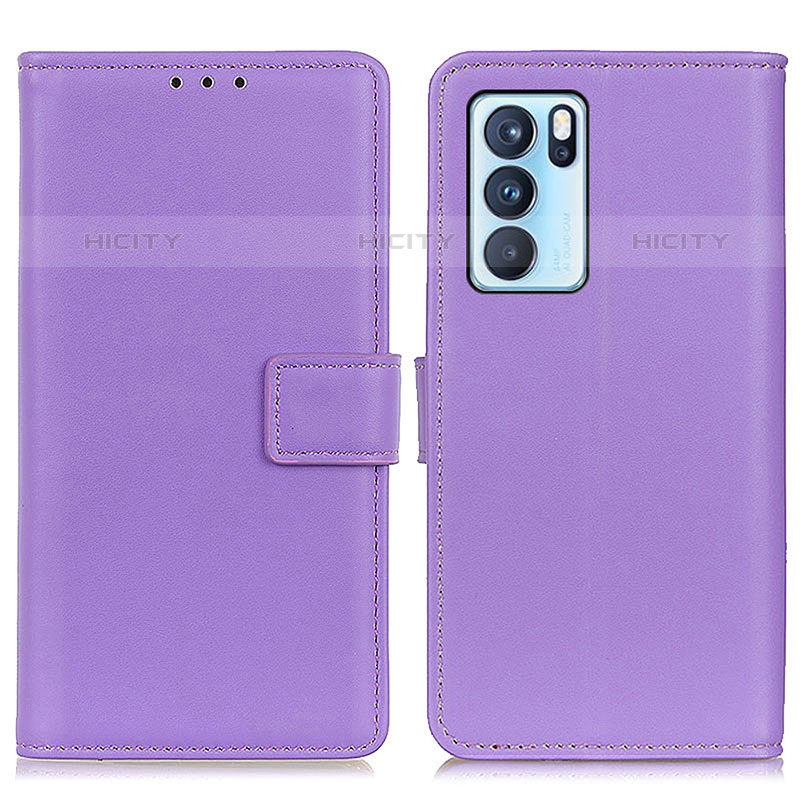 Custodia Portafoglio In Pelle Cover con Supporto A08D per Oppo Reno6 Pro 5G India Viola