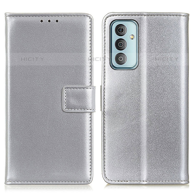 Custodia Portafoglio In Pelle Cover con Supporto A08D per Samsung Galaxy M23 5G Argento