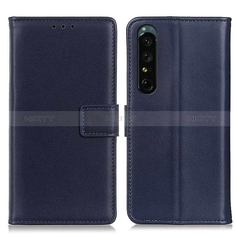 Custodia Portafoglio In Pelle Cover con Supporto A08D per Sony Xperia 1 IV Blu