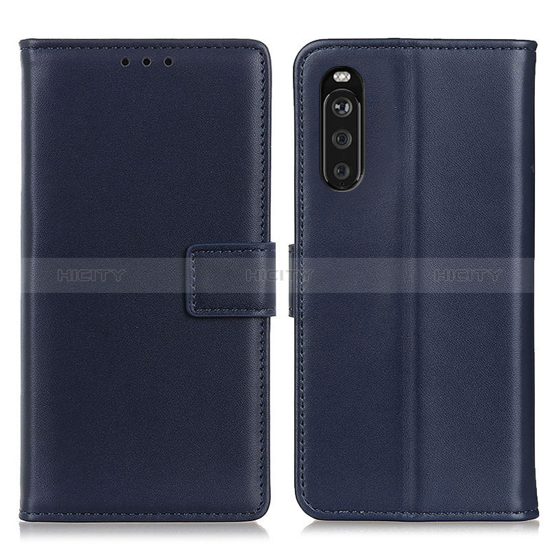 Custodia Portafoglio In Pelle Cover con Supporto A08D per Sony Xperia 10 III Blu