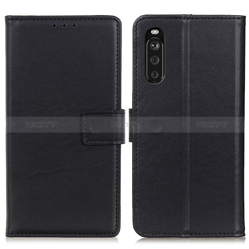 Custodia Portafoglio In Pelle Cover con Supporto A08D per Sony Xperia 10 III Lite Nero