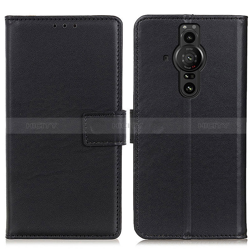 Custodia Portafoglio In Pelle Cover con Supporto A08D per Sony Xperia PRO-I Nero