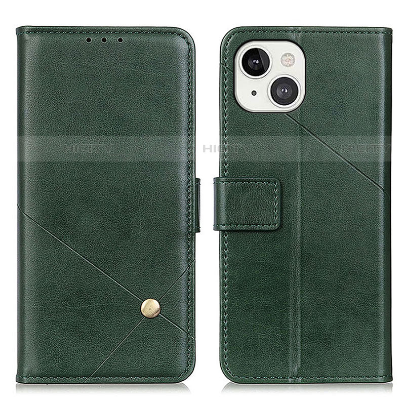 Custodia Portafoglio In Pelle Cover con Supporto A09 per Apple iPhone 15 Verde