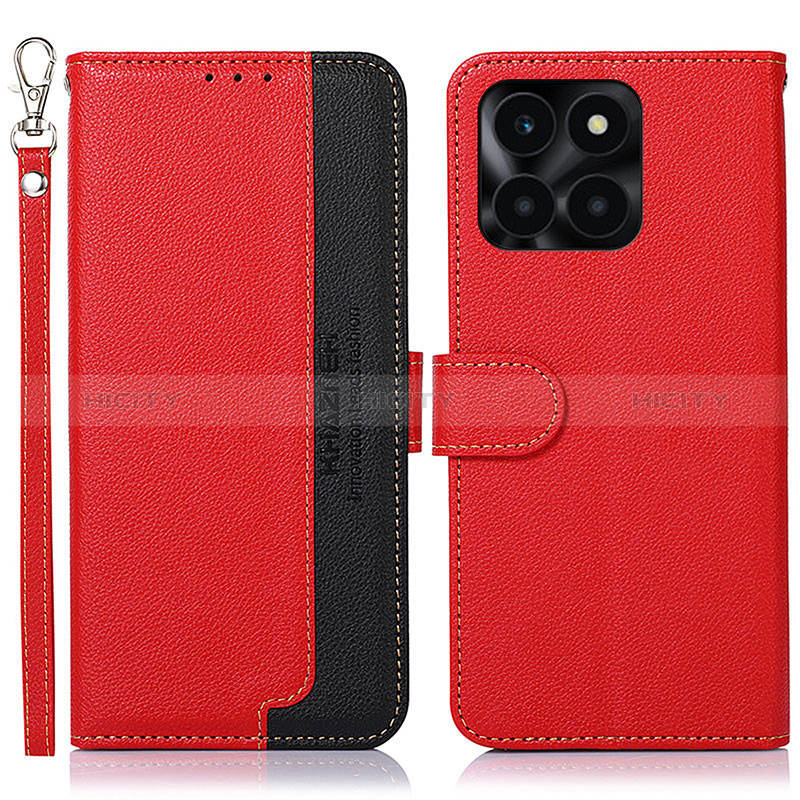 Custodia Portafoglio In Pelle Cover con Supporto A09D per Huawei Honor X6a Rosso