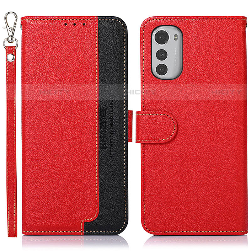 Custodia Portafoglio In Pelle Cover con Supporto A09D per Motorola Moto E32s Rosso