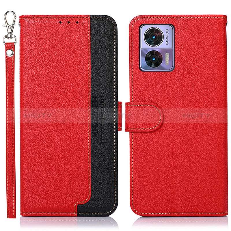 Custodia Portafoglio In Pelle Cover con Supporto A09D per Motorola Moto Edge 30 Neo 5G Rosso