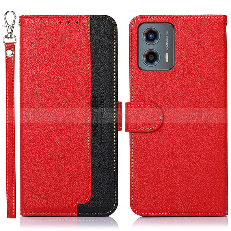 Custodia Portafoglio In Pelle Cover con Supporto A09D per Motorola Moto G 5G (2023) Rosso