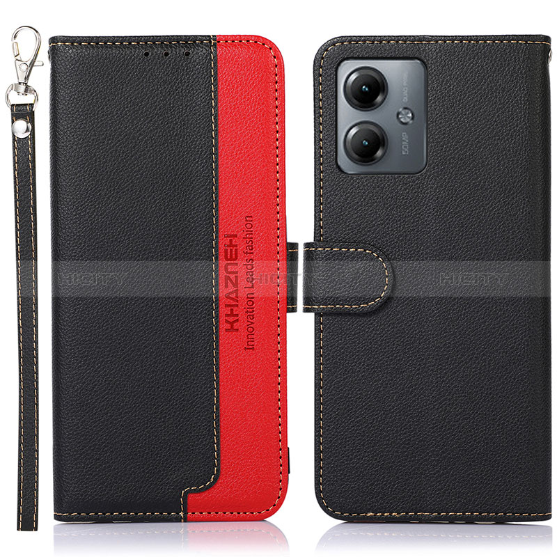 Custodia Portafoglio In Pelle Cover con Supporto A09D per Motorola Moto G14 Nero