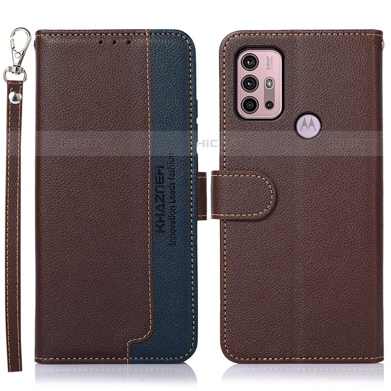 Custodia Portafoglio In Pelle Cover con Supporto A09D per Motorola Moto G31 Marrone