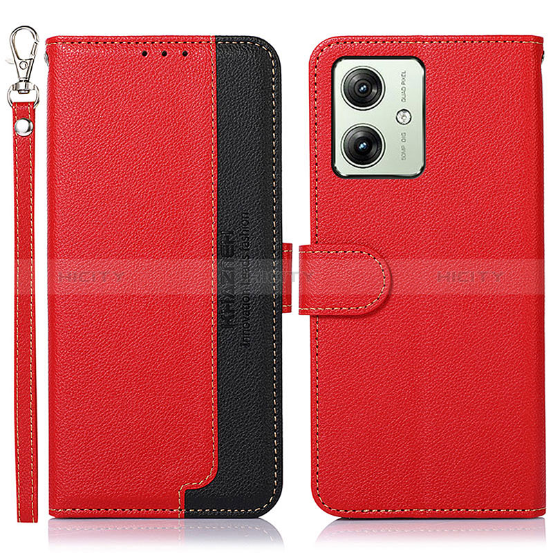 Custodia Portafoglio In Pelle Cover con Supporto A09D per Motorola Moto G54 5G Rosso