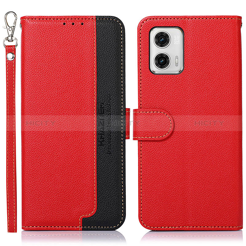 Custodia Portafoglio In Pelle Cover con Supporto A09D per Motorola Moto G73 5G Rosso