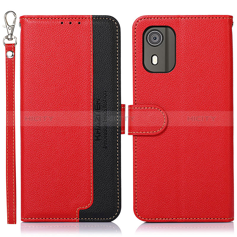 Custodia Portafoglio In Pelle Cover con Supporto A09D per Nokia C02 Rosso