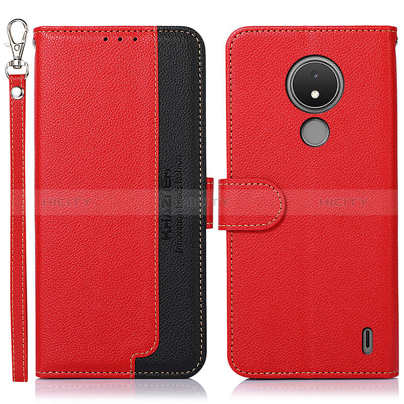 Custodia Portafoglio In Pelle Cover con Supporto A09D per Nokia C21 Rosso