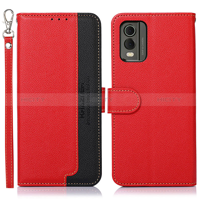 Custodia Portafoglio In Pelle Cover con Supporto A09D per Nokia C210 Rosso