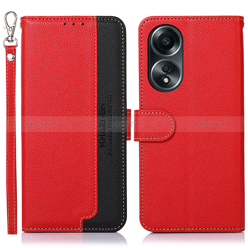 Custodia Portafoglio In Pelle Cover con Supporto A09D per Oppo A38 Rosso