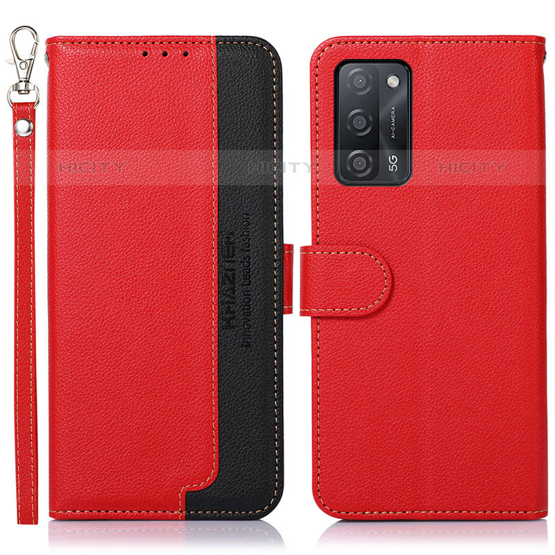 Custodia Portafoglio In Pelle Cover con Supporto A09D per Oppo A53s 5G Rosso