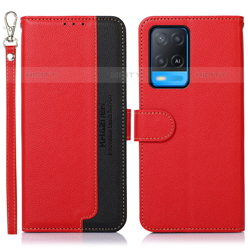 Custodia Portafoglio In Pelle Cover con Supporto A09D per Oppo A54 4G Rosso