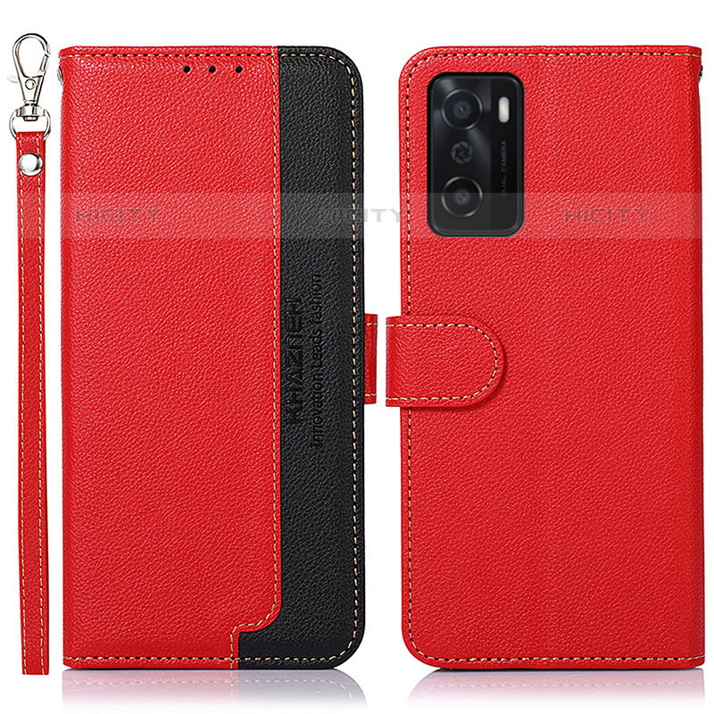 Custodia Portafoglio In Pelle Cover con Supporto A09D per Oppo A55S 5G Rosso