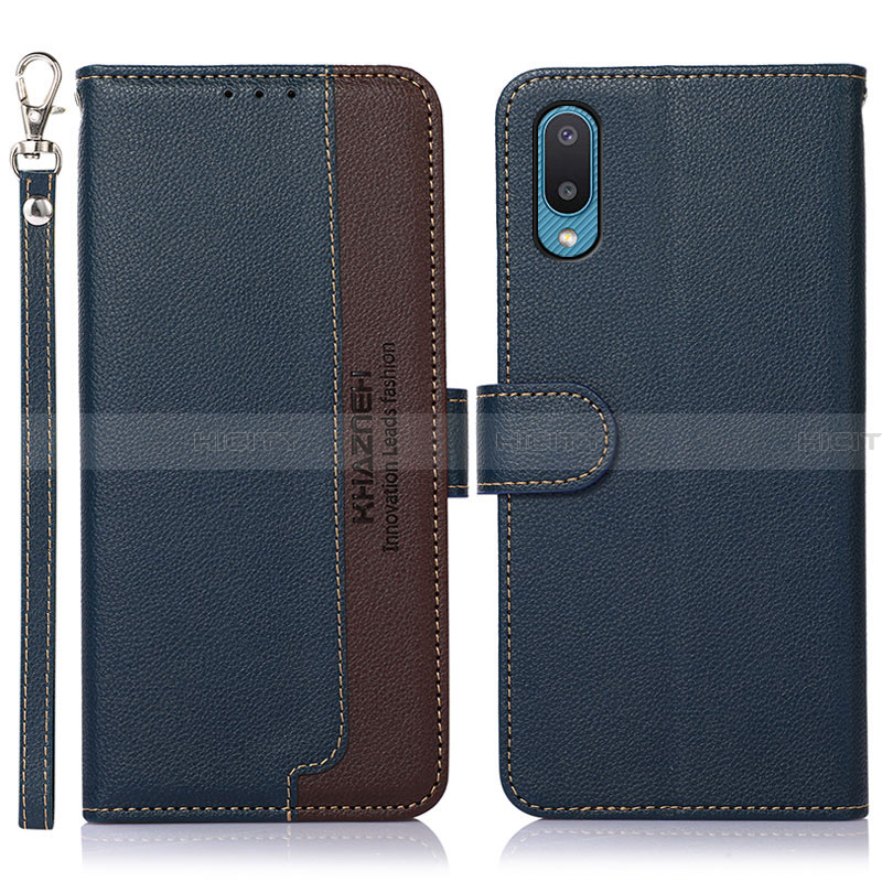 Custodia Portafoglio In Pelle Cover con Supporto A09D per Samsung Galaxy A02 Blu