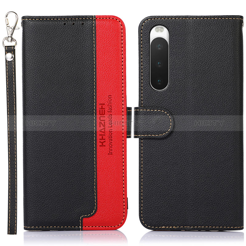 Custodia Portafoglio In Pelle Cover con Supporto A09D per Sony Xperia 10 IV SO-52C Nero