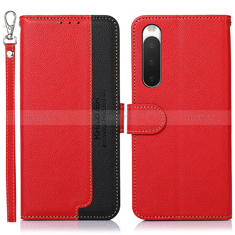 Custodia Portafoglio In Pelle Cover con Supporto A09D per Sony Xperia 10 IV SOG07 Rosso