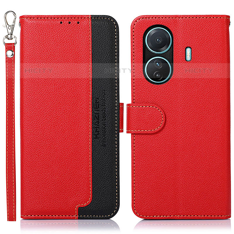 Custodia Portafoglio In Pelle Cover con Supporto A09D per Vivo iQOO Z6 Pro 5G Rosso