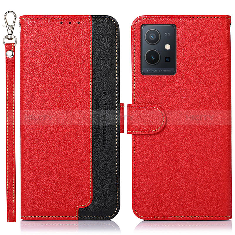 Custodia Portafoglio In Pelle Cover con Supporto A09D per Vivo Y75 5G Rosso