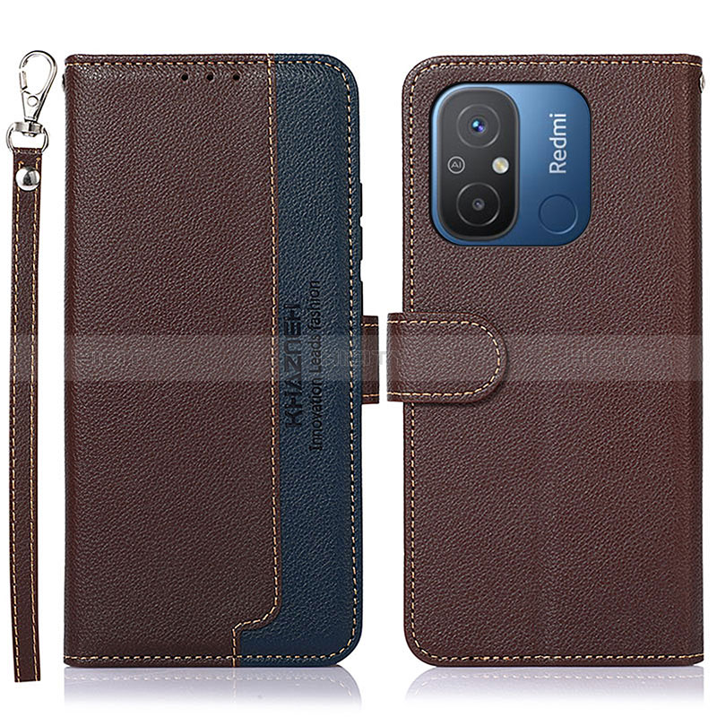 Custodia Portafoglio In Pelle Cover con Supporto A09D per Xiaomi Redmi 12C 4G Marrone