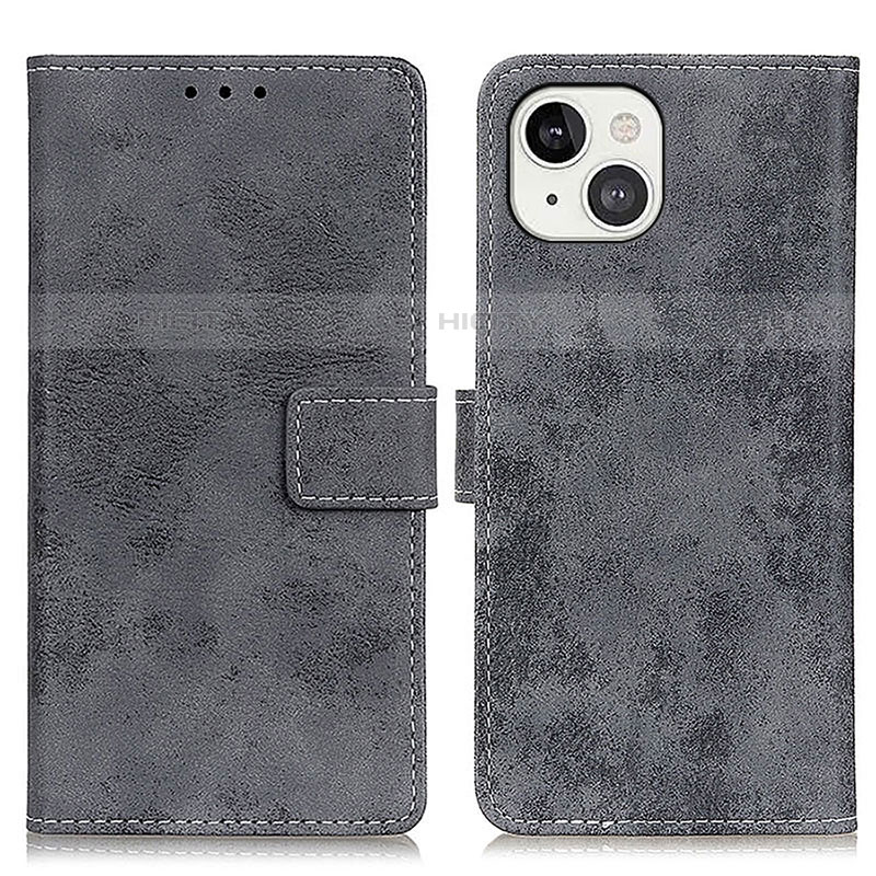 Custodia Portafoglio In Pelle Cover con Supporto A10 per Apple iPhone 14 Grigio