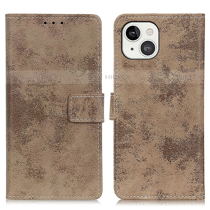 Custodia Portafoglio In Pelle Cover con Supporto A10 per Apple iPhone 15 Khaki