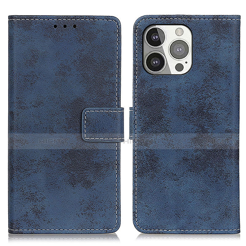 Custodia Portafoglio In Pelle Cover con Supporto A10 per Apple iPhone 15 Pro Blu