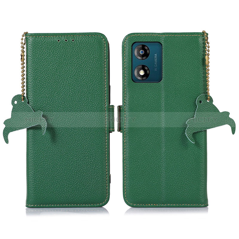 Custodia Portafoglio In Pelle Cover con Supporto A10D per Motorola Moto E13 Verde