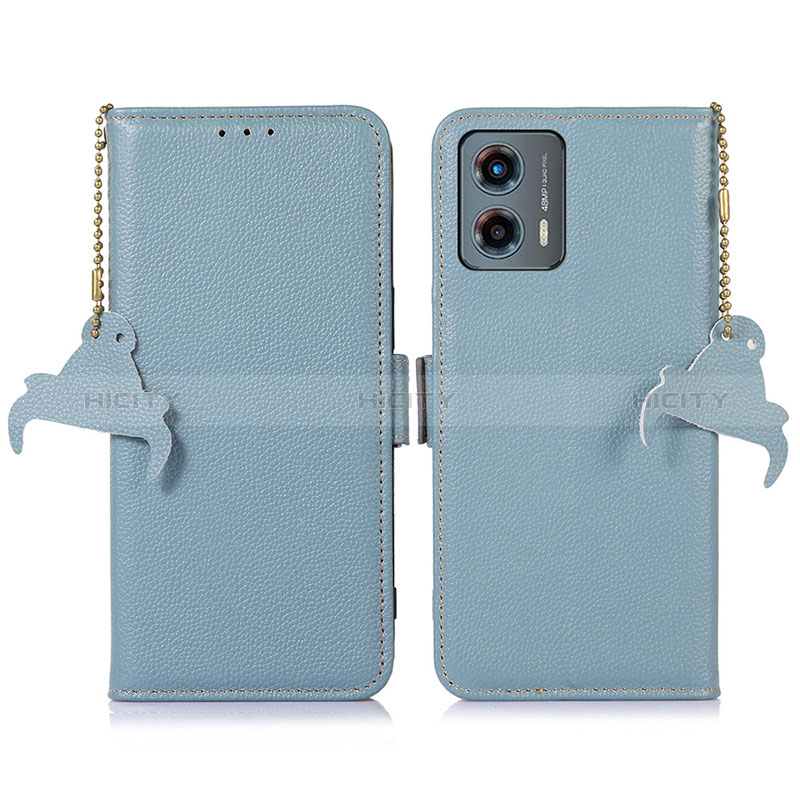 Custodia Portafoglio In Pelle Cover con Supporto A10D per Motorola Moto G 5G (2023) Azzurro