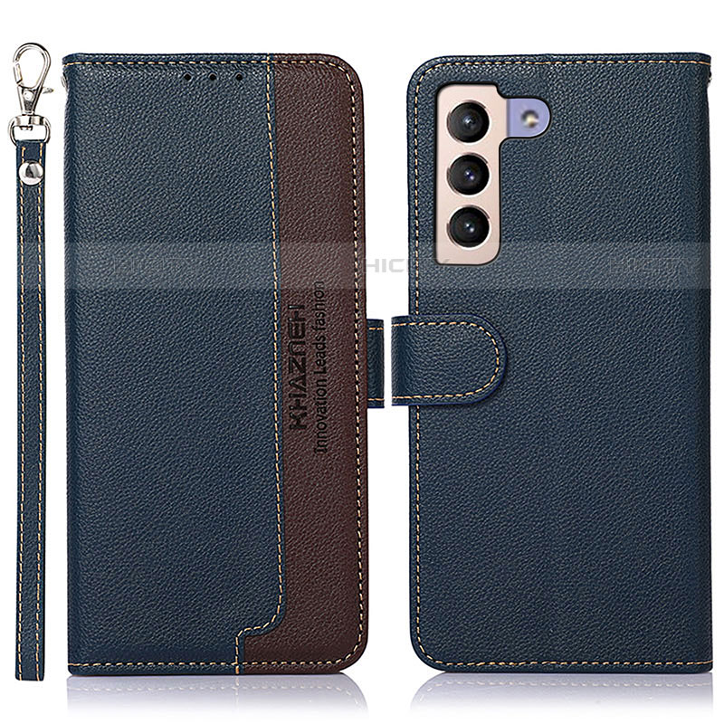 Custodia Portafoglio In Pelle Cover con Supporto A10D per Samsung Galaxy S21 5G Blu