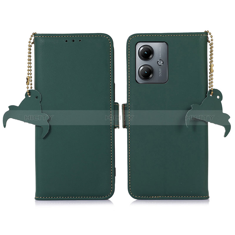 Custodia Portafoglio In Pelle Cover con Supporto A11D per Motorola Moto G14 Verde