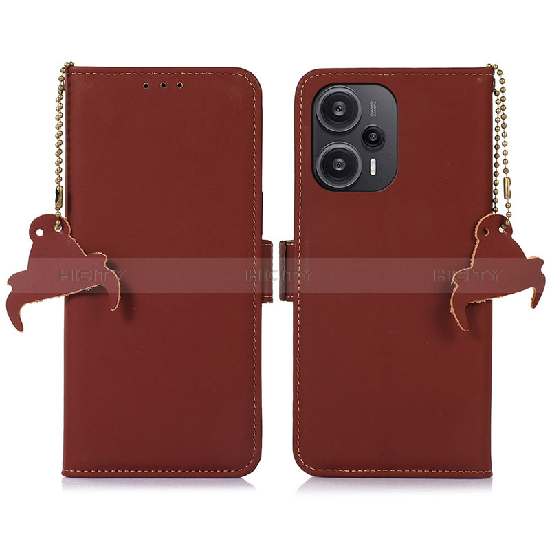 Custodia Portafoglio In Pelle Cover con Supporto A11D per Xiaomi Poco F5 5G Marrone