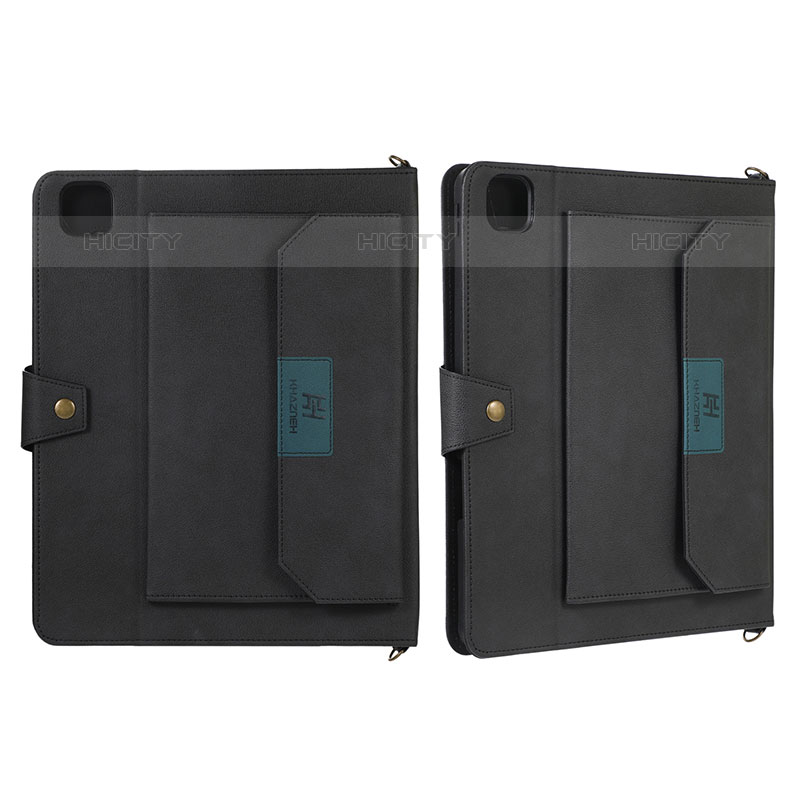 Custodia Portafoglio In Pelle Cover con Supporto AD1 per Apple iPad Pro 12.9 (2020) Nero