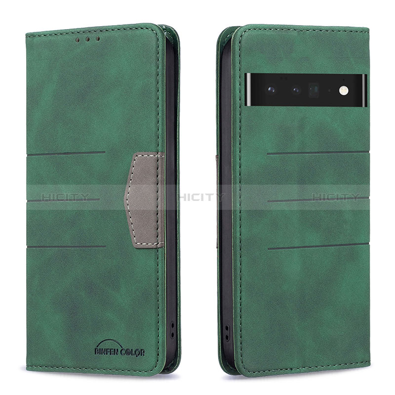 Custodia Portafoglio In Pelle Cover con Supporto B01F per Google Pixel 7 Pro 5G Verde