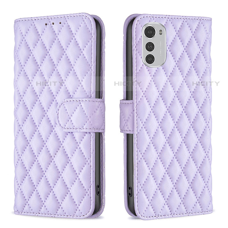 Custodia Portafoglio In Pelle Cover con Supporto B01F per Motorola Moto E32 Viola