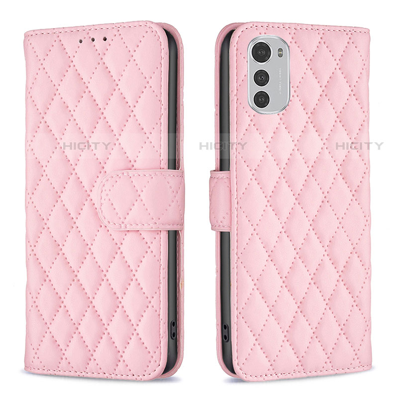 Custodia Portafoglio In Pelle Cover con Supporto B01F per Motorola Moto E32s Rosa