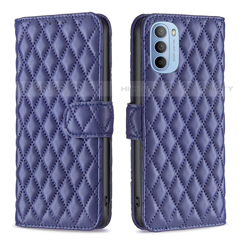 Custodia Portafoglio In Pelle Cover con Supporto B01F per Motorola Moto G41 Blu