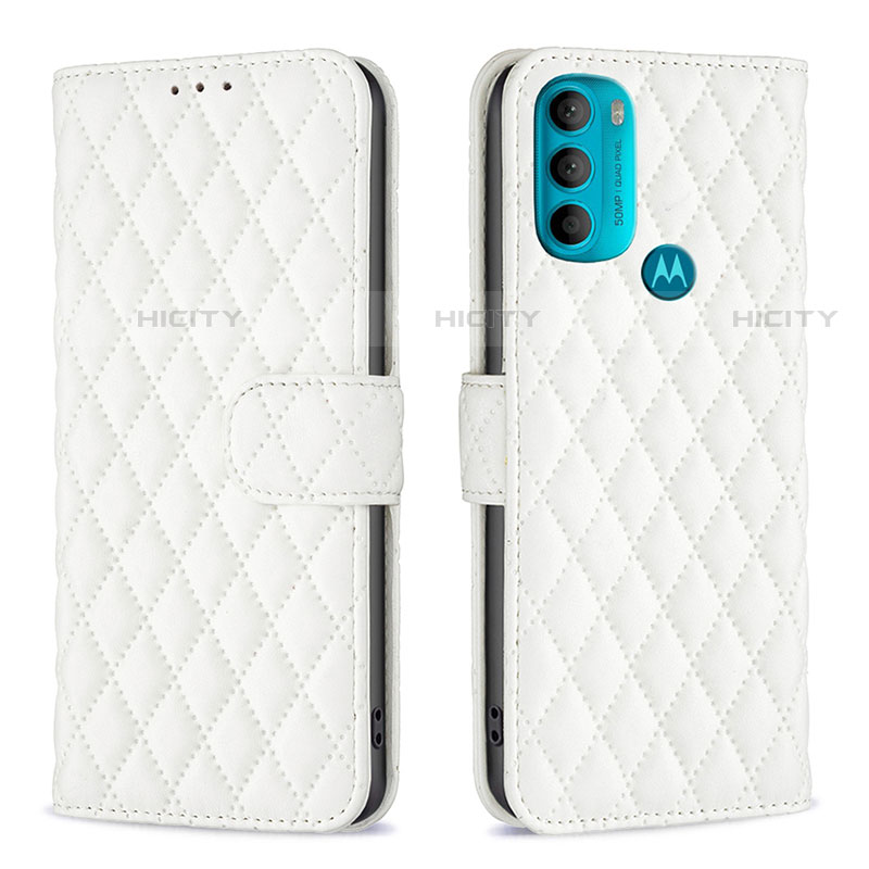 Custodia Portafoglio In Pelle Cover con Supporto B01F per Motorola Moto G71 5G Bianco