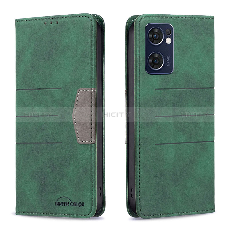 Custodia Portafoglio In Pelle Cover con Supporto B01F per OnePlus Nord CE 2 5G Verde