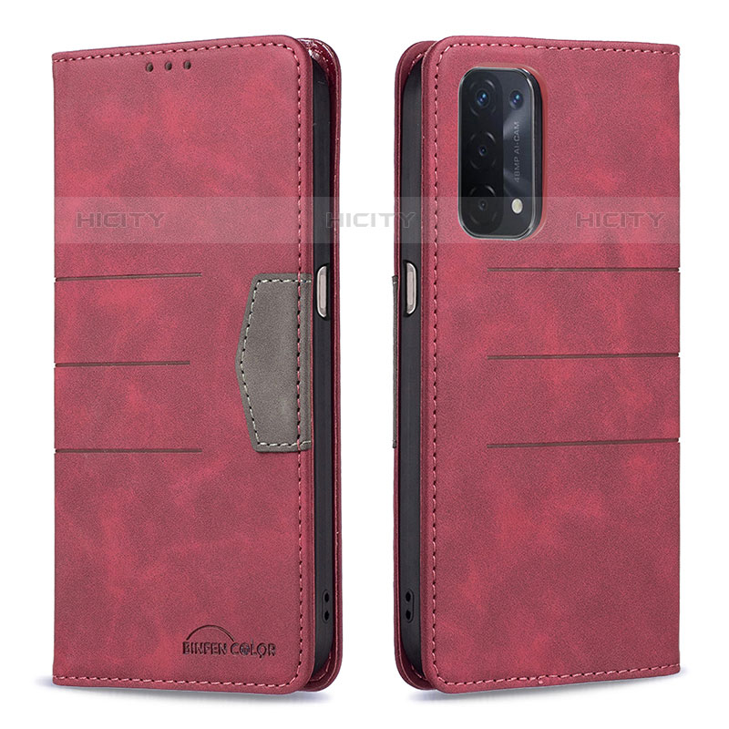 Custodia Portafoglio In Pelle Cover con Supporto B01F per OnePlus Nord N200 5G Rosso