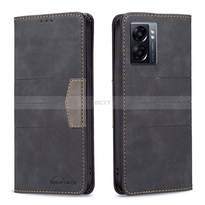 Custodia Portafoglio In Pelle Cover con Supporto B01F per Oppo A57 5G Nero