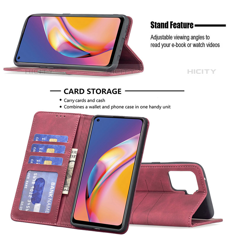 Custodia Portafoglio In Pelle Cover con Supporto B01F per Oppo F19 Pro