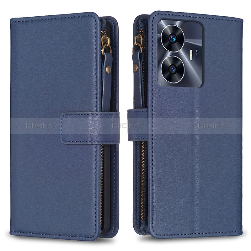 Custodia Portafoglio In Pelle Cover con Supporto B01F per Realme C55 Blu