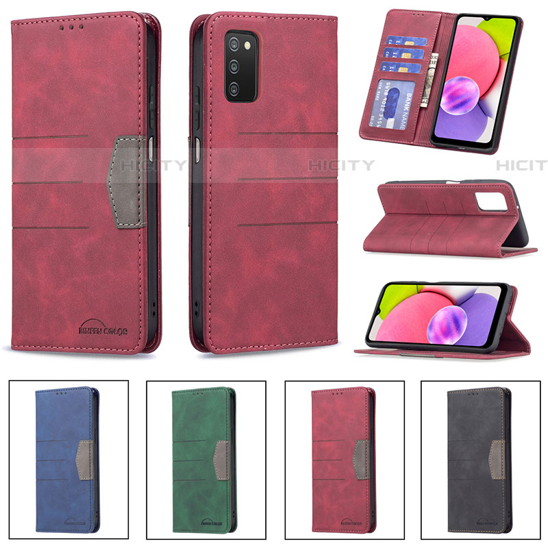 Custodia Portafoglio In Pelle Cover con Supporto B01F per Samsung Galaxy A03s