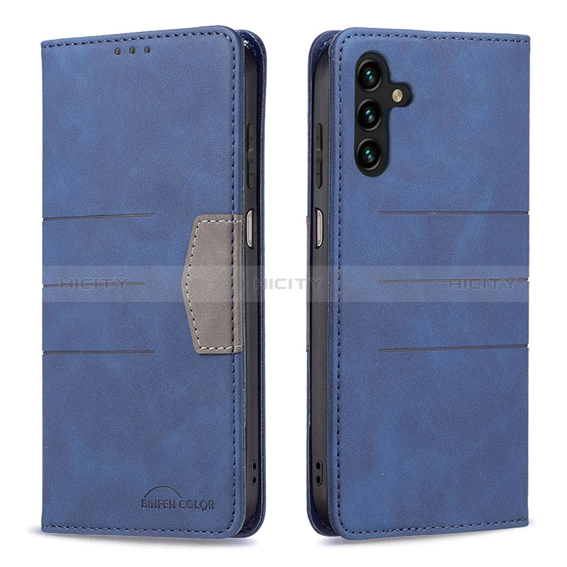 Custodia Portafoglio In Pelle Cover con Supporto B01F per Samsung Galaxy A04s Blu